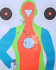 Target shot using 9 bullet buckshot load in Reminton870 Tactical shotgun